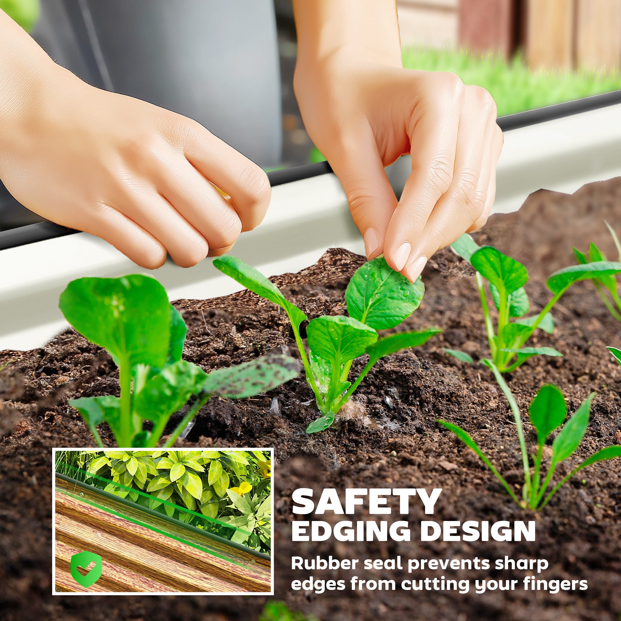 6' x 3' x 1' Large Outdoor Planter Box, Galvanized Raised Garden Bed with Metal Plant Stake, Brown