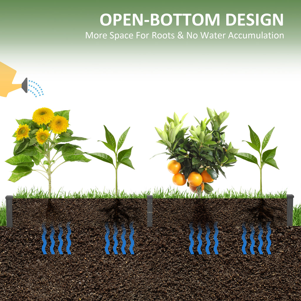 Garden Bed with 2 Planter Box and Non-woven Fabric Liner for Backyard, Patio, 96" x 24" x 10", Grey