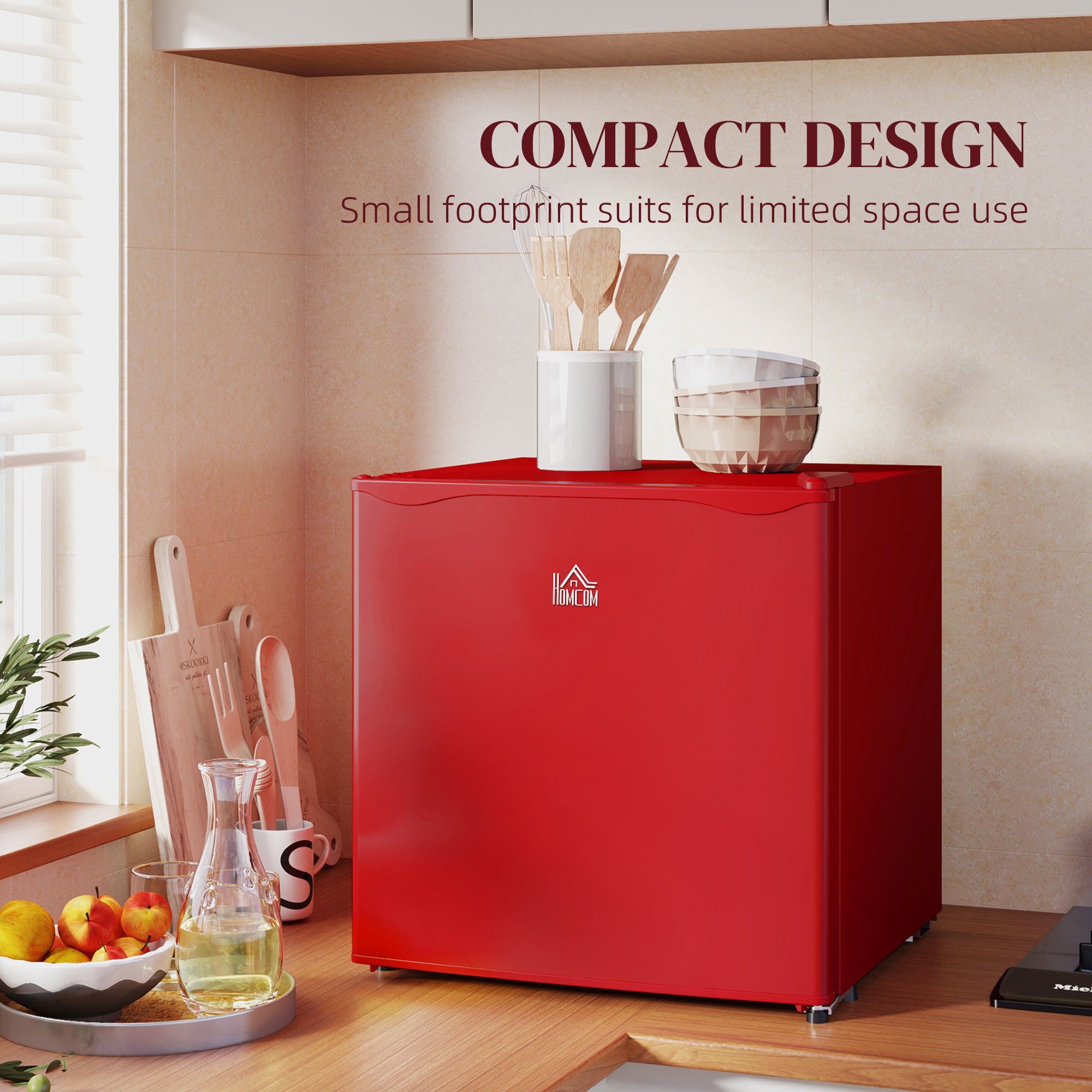 1.1 Cu. Ft. Mini Freezer, Compact Upright Freezer with Reversible Door, Removable Shelf, Adjustable Temperature, Red
