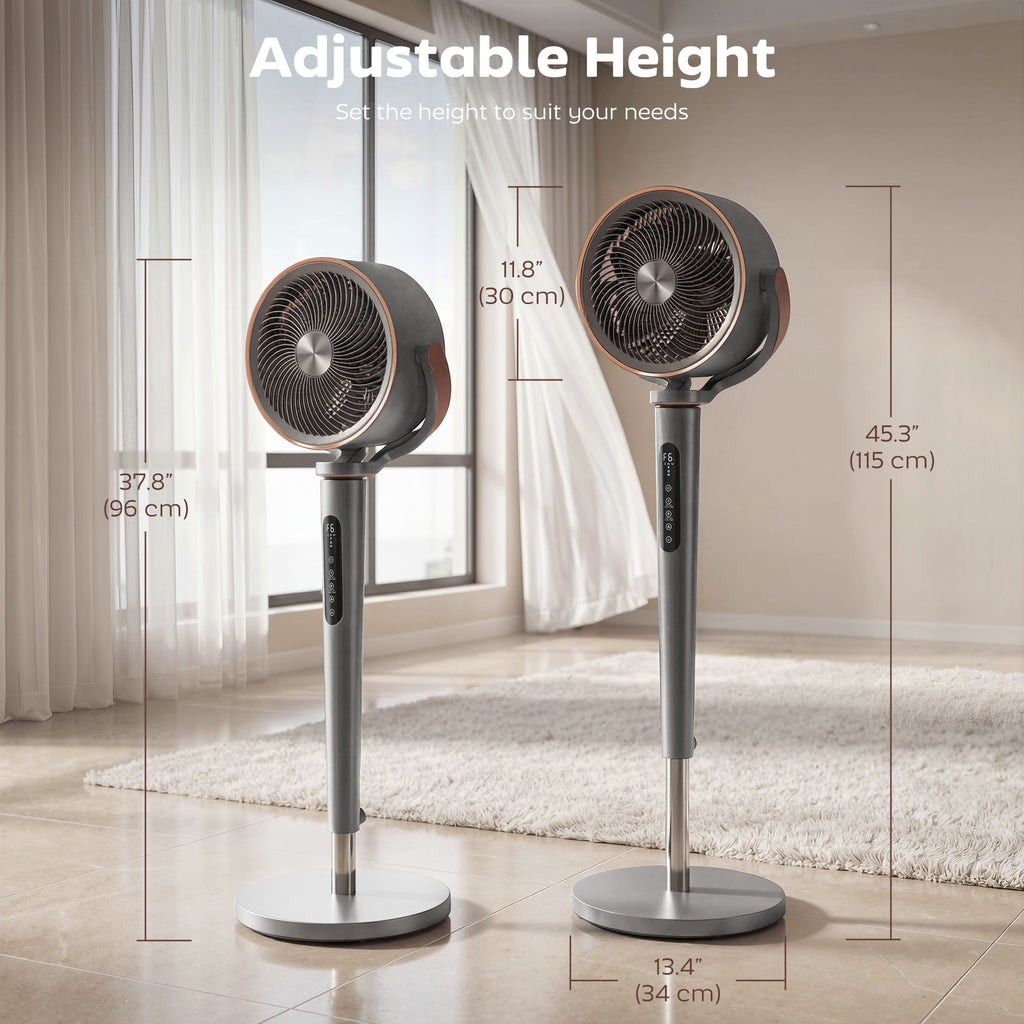 20dB Silent Standing Fan, Oscillating Fan with 12 Speeds, LED Light, WiFi & Remote Control, 12H Timer