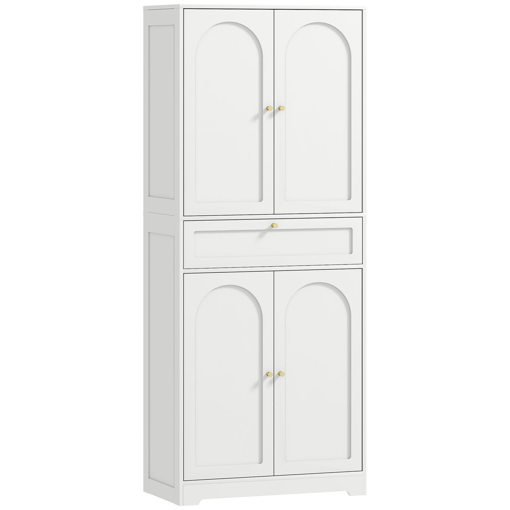 72.4" Tall Kitchen Pantry Cabinet, Modern Freestanding Storage Cabinet with Shaker Doors and Adjustable Shelves, White