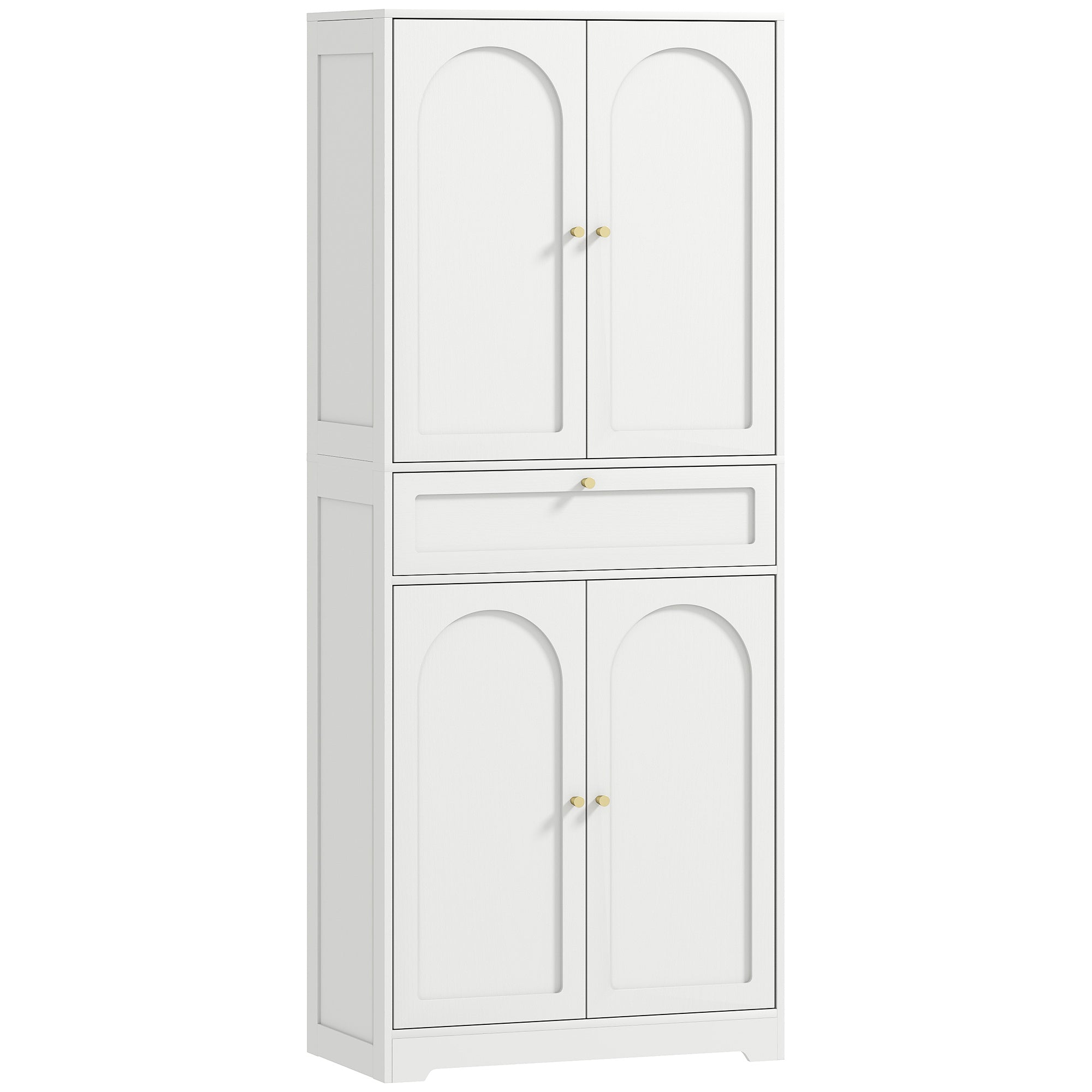 72.4" Tall Kitchen Pantry Cabinet, Modern Freestanding Storage Cabinet with Shaker Doors and Adjustable Shelves, White
