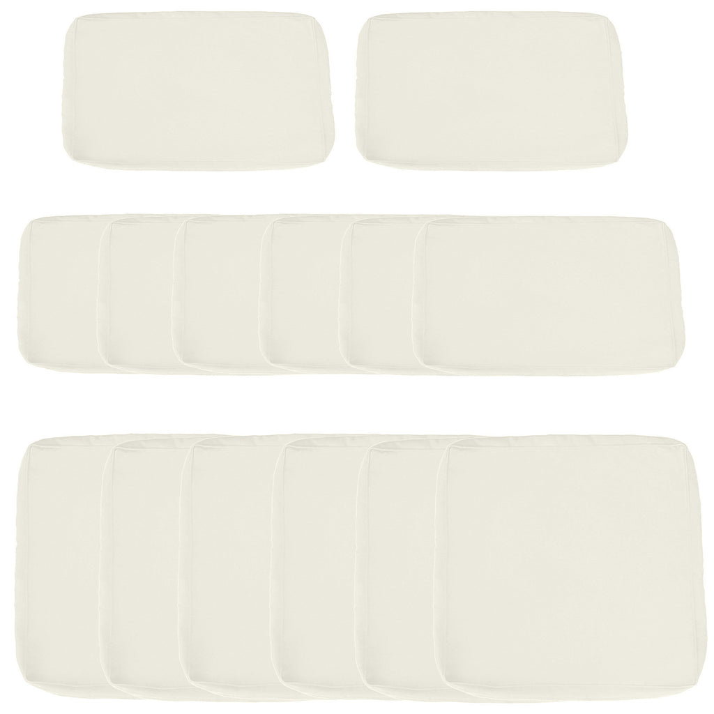 Outdoor 14pc Patio Rattan Sofa Set Cushion Polyester Cover Replacement Set - No Cushion Included, Cream White