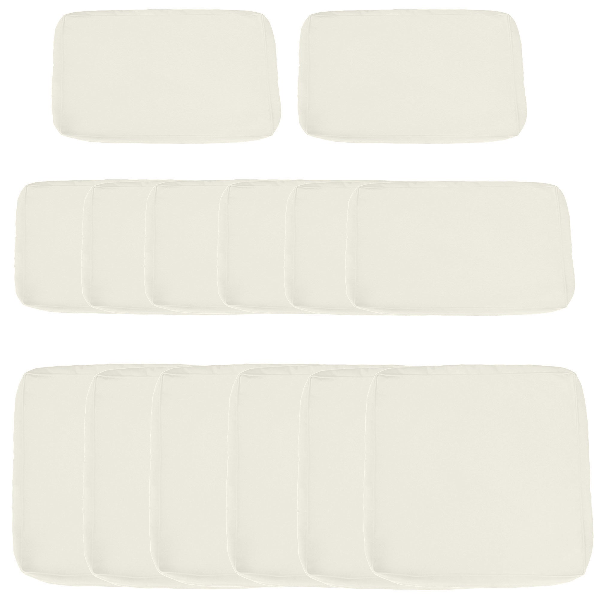 Outdoor 14pc Patio Rattan Sofa Set Cushion Polyester Cover Replacement Set - No Cushion Included, Cream White