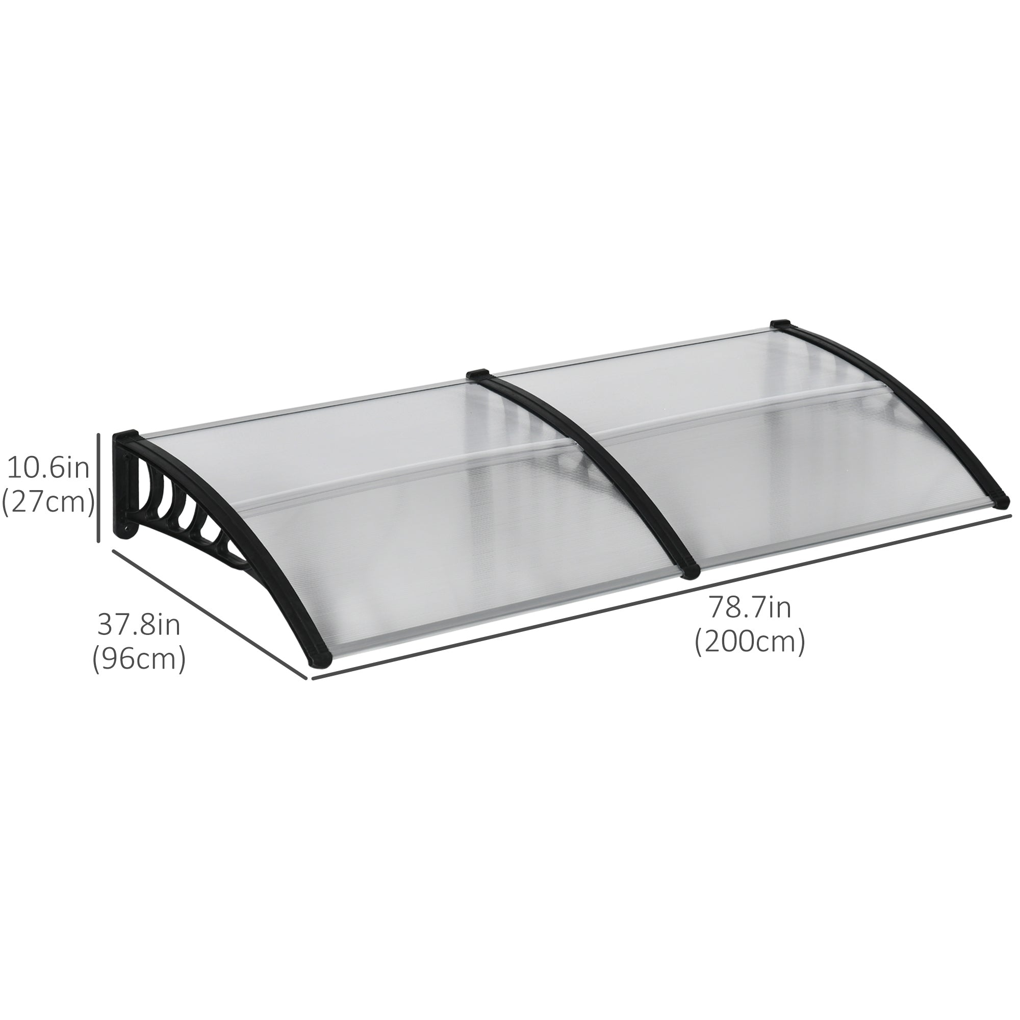 Awning Door Canopy, 78.7" x 37.8", Polycarbonate Front Door Outdoor Patio Cover for UV Protection, Clear