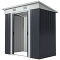 6' x 4' Outdoor Storage Shed, Metal Garden Tool Storage House Organizer with Lockable Sliding Doors and Vents for Backyard Patio Lawn, Charcoal Grey