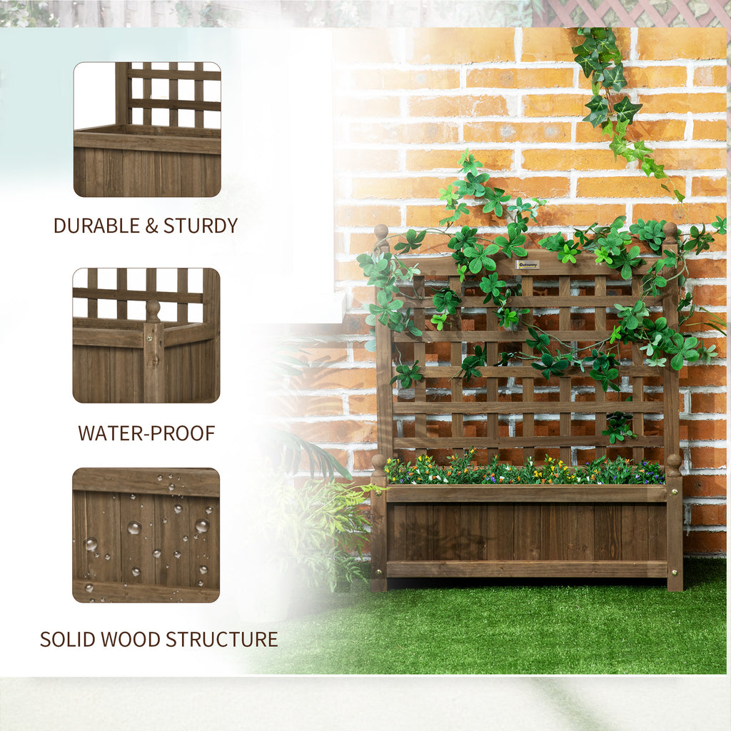 Garden Planter with Trellis for Climbing Vines, Wood Raised Garden Bed, Planter Box for Garden, Indoor Outdoor, Coffee