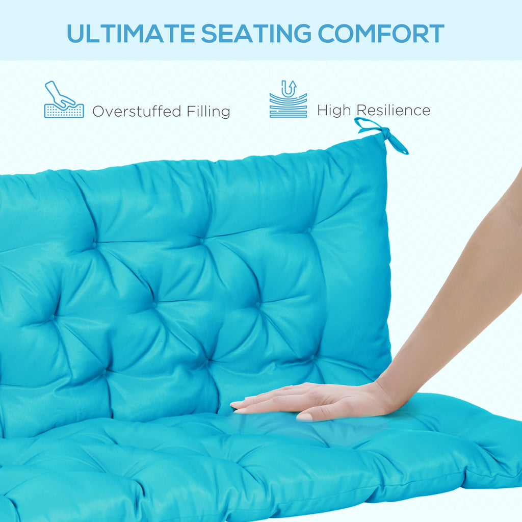 Porch Swing Cushion Garden Bench Cushion with Backrest, Non-Slip 3-Seater Soft Pad, Swing Chair Mat Replacement for Indoor and Outdoor, 59.1" x 38.6", Turquoise