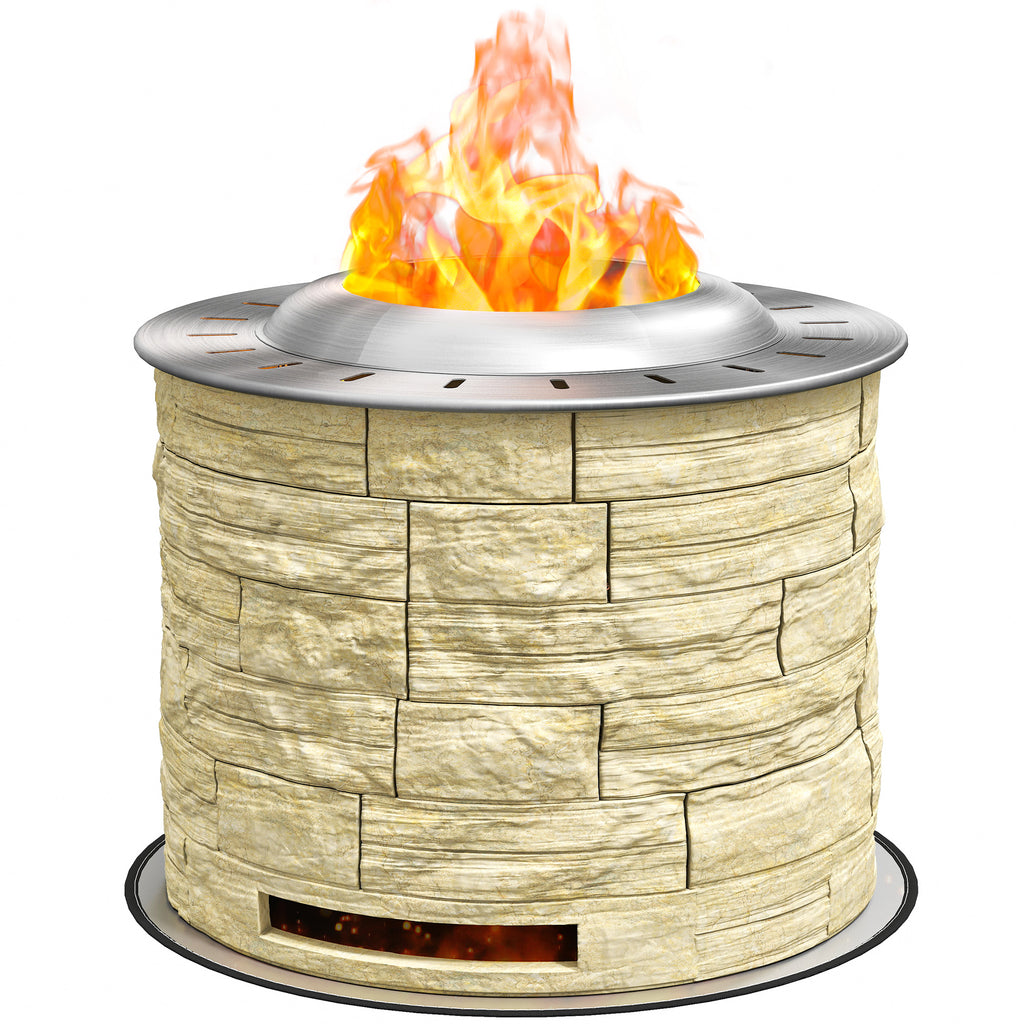 Smokeless Fire Pit, Portable Camping Bonfire Stove with Mat for Backyard Patio Picnic, Magnesium Oxide, Yellow