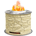 Smokeless Fire Pit, Portable Camping Bonfire Stove with Mat for Backyard Patio Picnic, Magnesium Oxide, Yellow