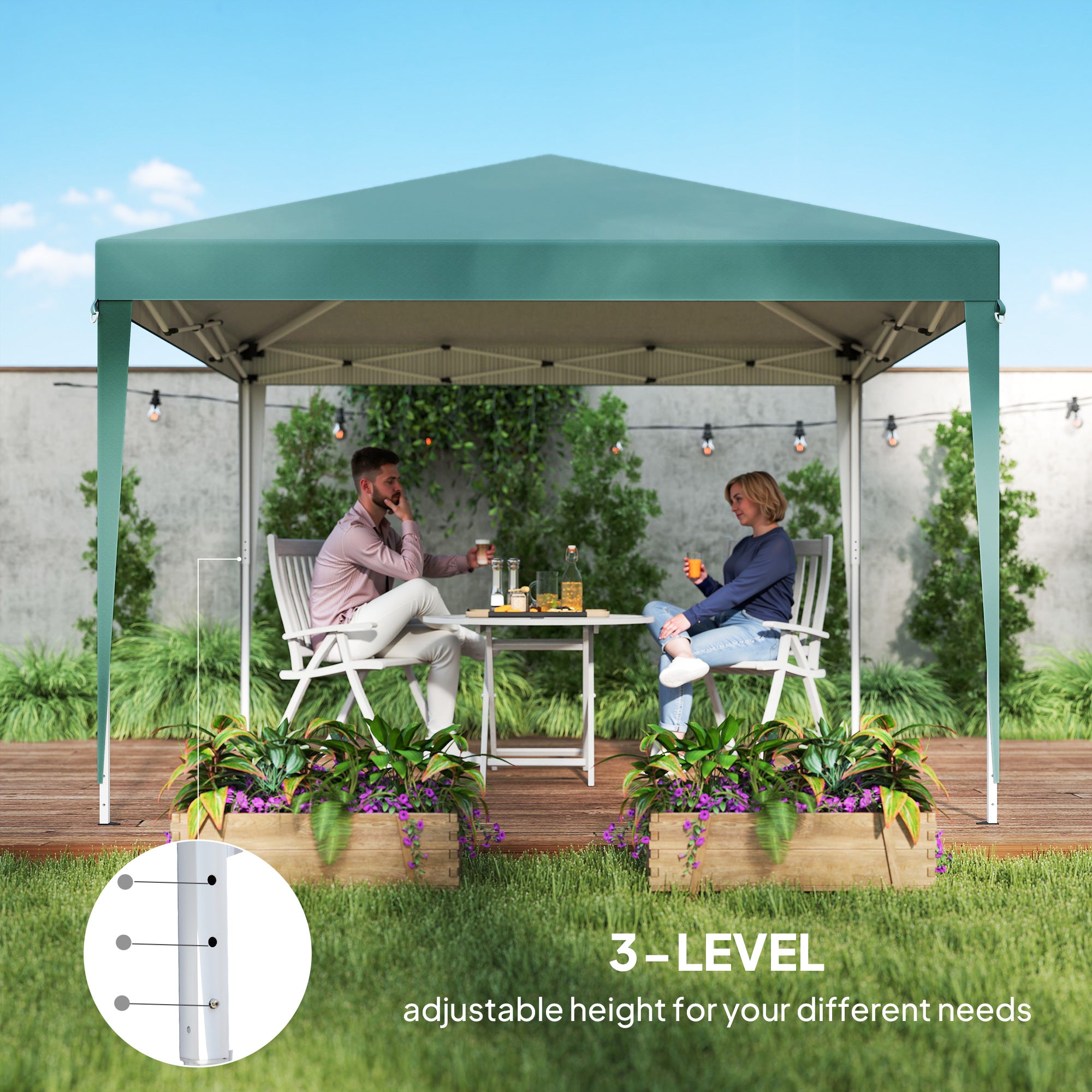 10 x 10ft Folding Pop Up Tent Outdoor Gazebo Canopy with Carrying Bag, Dark Green
