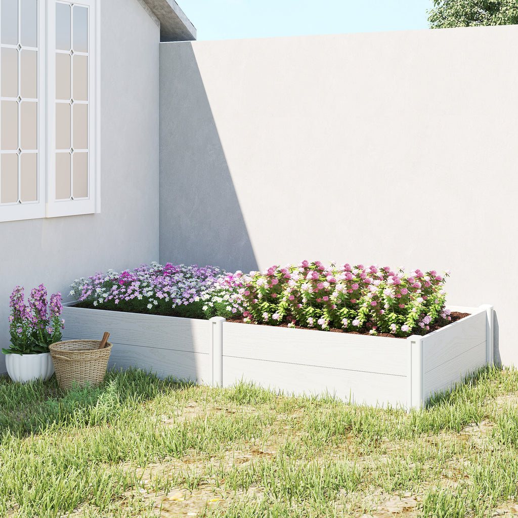 Vinyl Raised Garden Bed Kit, 6.5 x 3 x 1ft Elevated Garden Box with Divider and Open Bottom, White