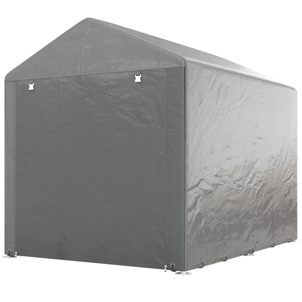 Portable Bicycle Shed with Galvanized Steel Frame and Large Door, Waterproof Outdoor Shed for Garden Tools, Light Grey