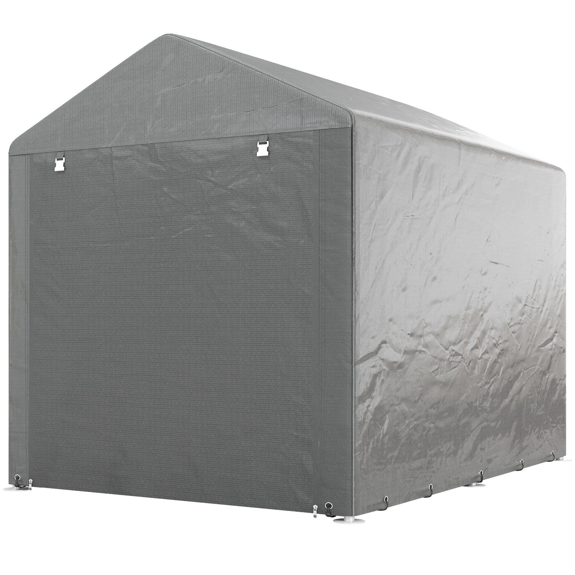 Portable Bicycle Shed with Galvanized Steel Frame and Large Door, Waterproof Outdoor Shed for Garden Tools, Light Grey