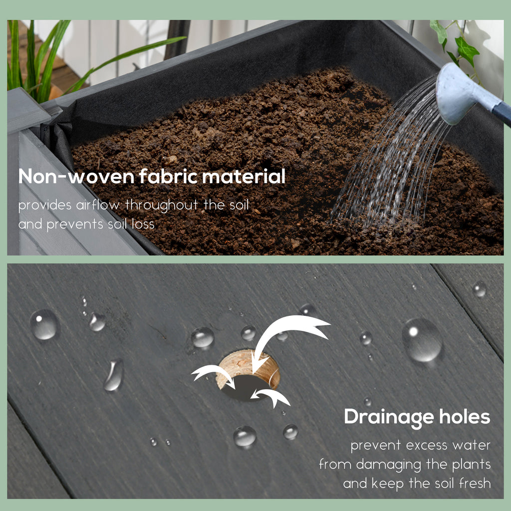Mobile Raised Garden Bed Elevated Wood Planter Box with Lockable Wheels, Storage Shelf for Herbs Vegetables, Dark Grey