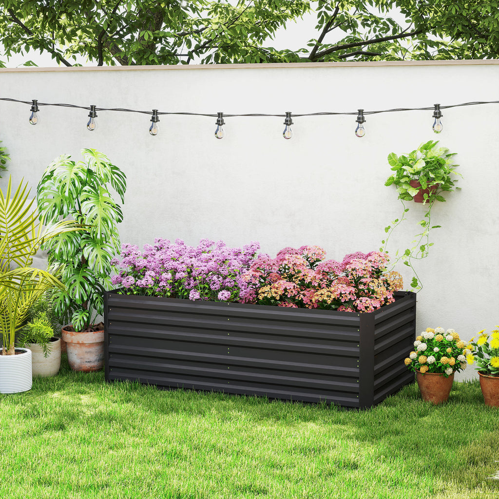 Galvanized Raised Garden Bed, Steel Outdoor Planters with Reinforced Rods, 71" x 35" x 23", Black