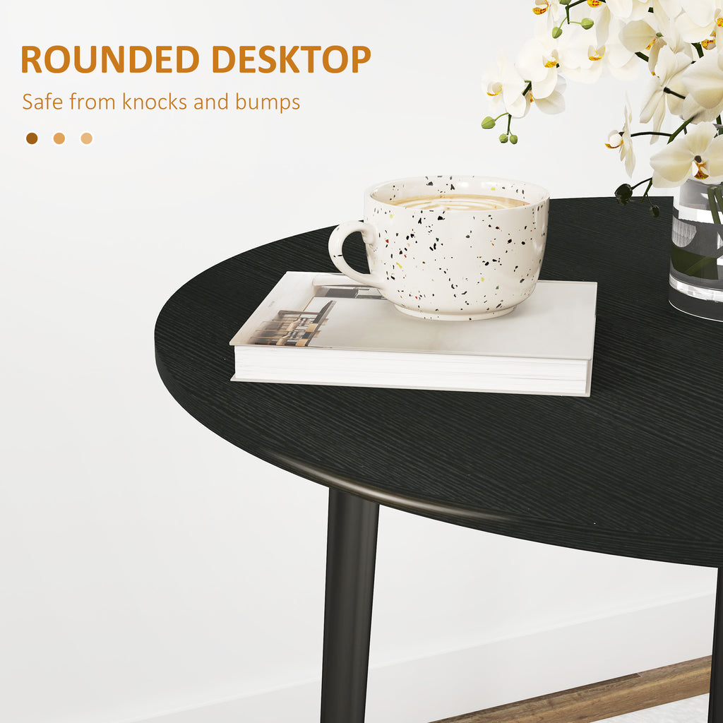 Folding Dining Table, Round Drop Leaf Kitchen Table for Small Spaces with Wood Legs, Distressed Black