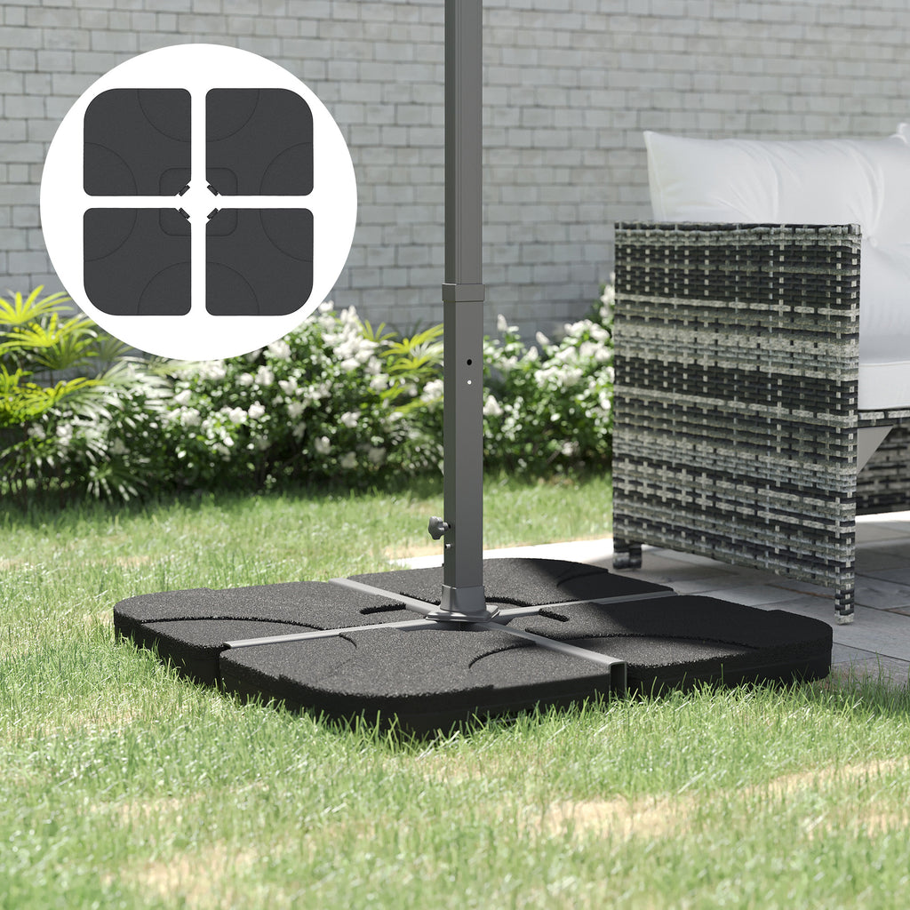 4pc Portable Umbrella Base Weights Garden Parasol Base Outdoor Patio Umbrella Stand Holder Weights, Black