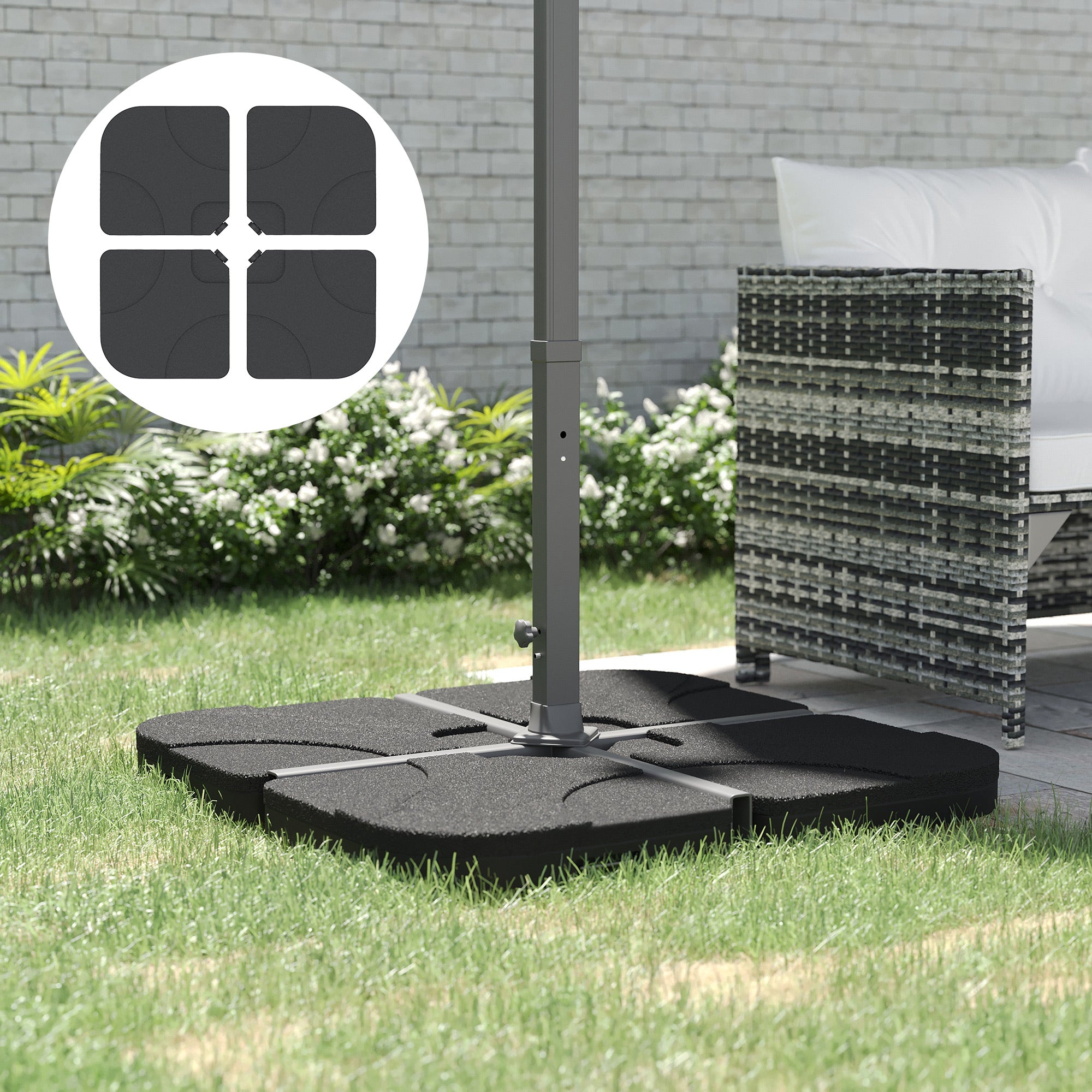 4pc Portable Umbrella Base Weights Garden Parasol Base Outdoor Patio Umbrella Stand Holder Weights, Black