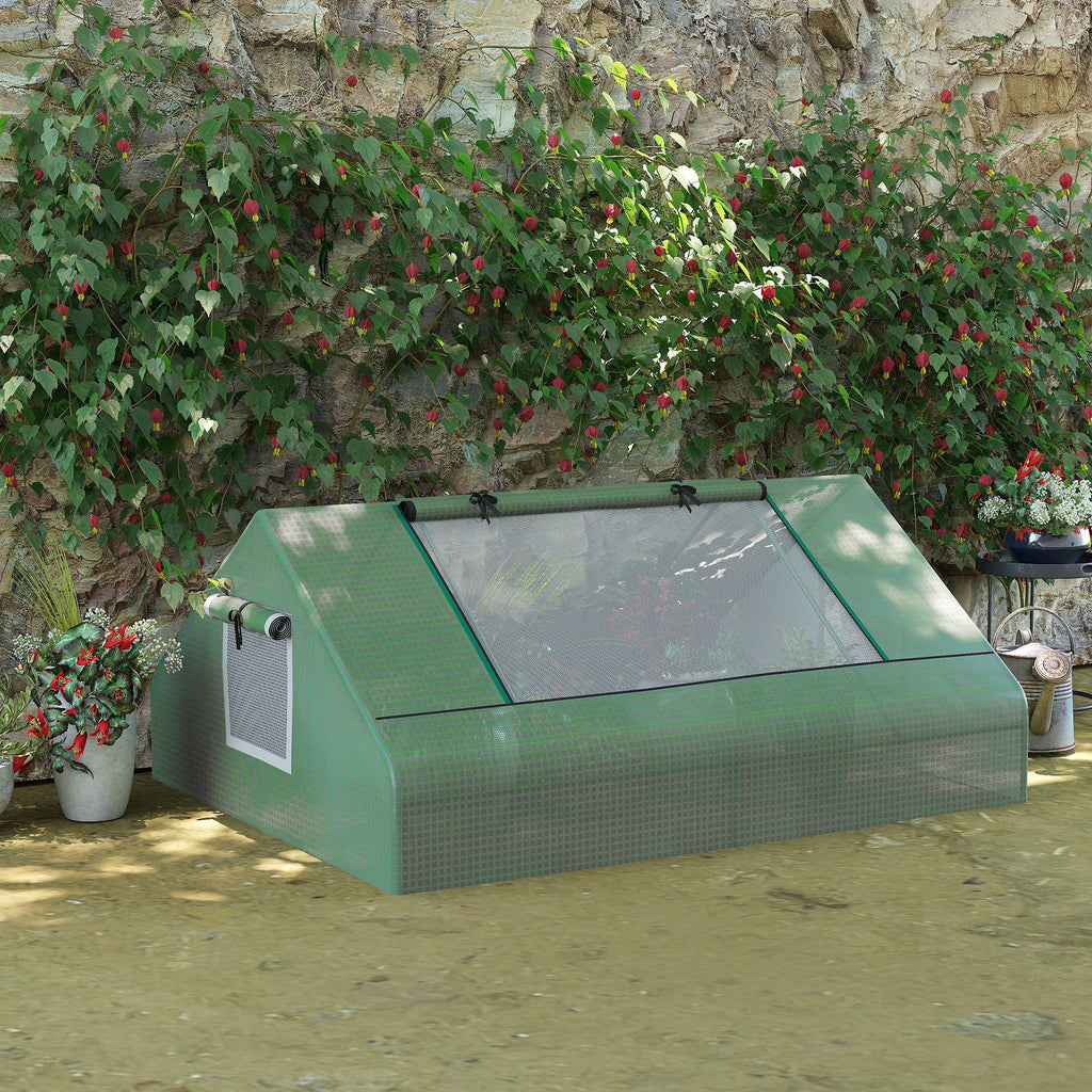 71" x 55" x 32" Mini Greenhouse Portable Hot House for Plants with 2 Large Windows and Ground Nails for Outdoor, Indoor, Garden, Gardening Kit, Green