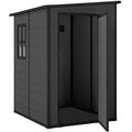 4'x5' Garden Storage Shed, Lean to Shed, Lockable Garden Tool Storage House with Window, Vent, Dark Grey