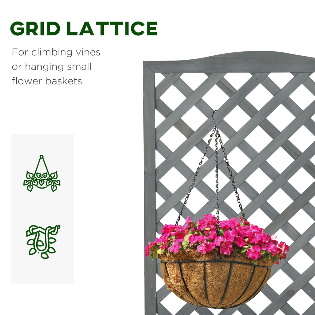 Wood Planter with Trellis for Vine Climbing, Raised Garden Bed to Grow Vegetables for Backyard, 28" x 11" x 46", Grey