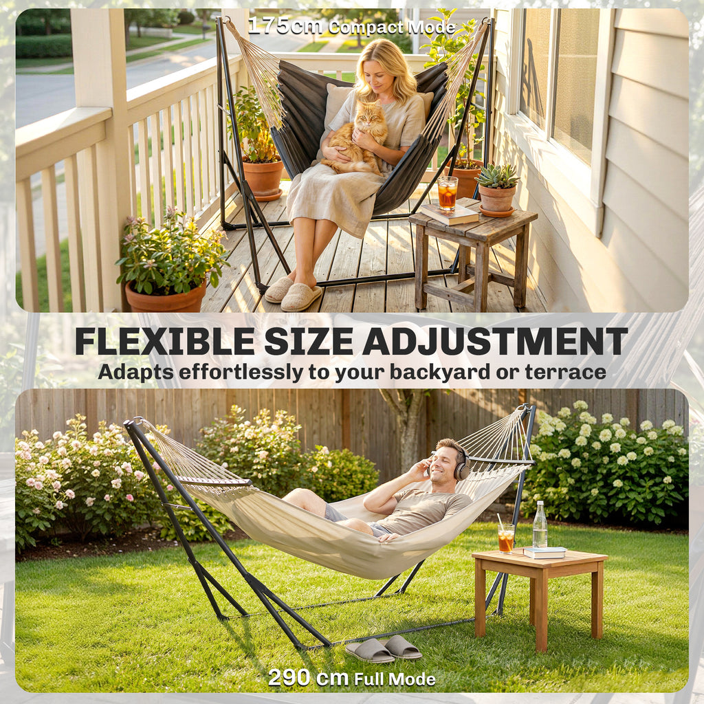 9.5ft Hammock Stand Only, Portable Adjustable Foldable Powder-Coated Steel Hammock Frame, Black