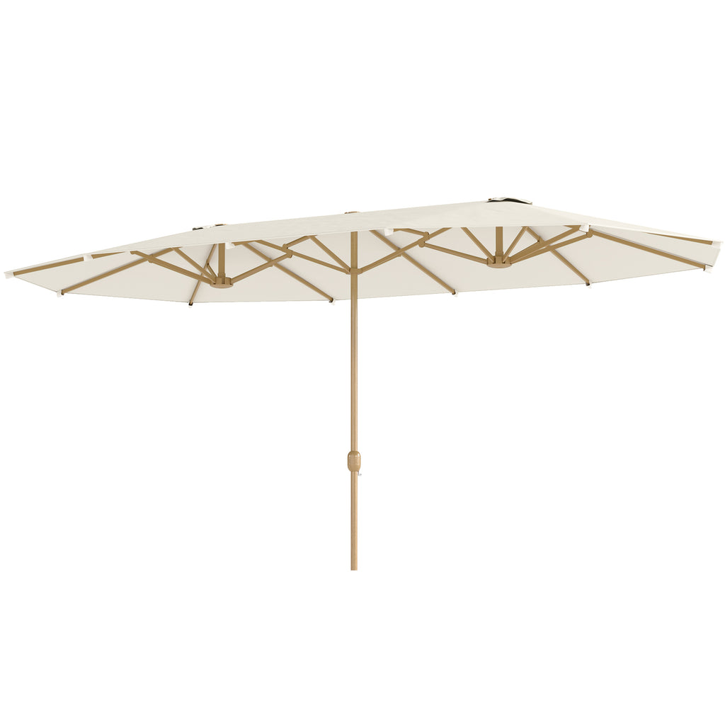 Double Garden Parasol 179.1"W x 104.3"D with Crank, 12 Steel Ribs & 180g/ãŽ¡ Polyester, UV30+ Protection, Beige