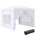 9.7' x 9.7' Outdoor Pop Up Party Tent Wedding Gazebo Canopy with Carrying Bag (White)