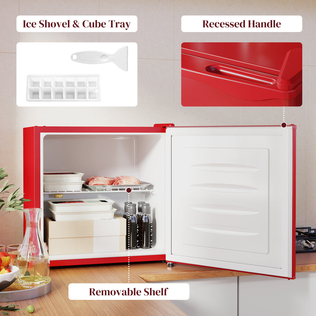 1.1 Cu. Ft. Mini Freezer, Compact Upright Freezer with Reversible Door, Removable Shelf, Adjustable Temperature, Red