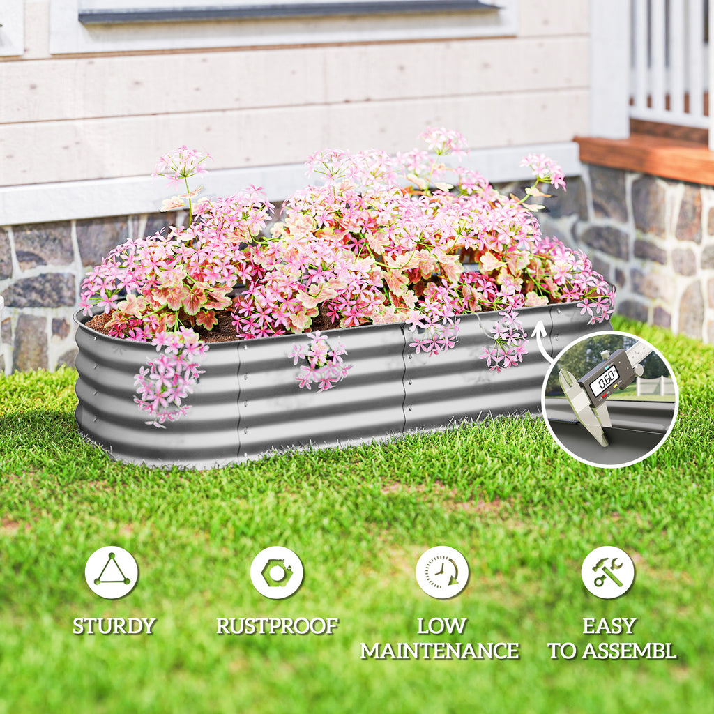 4.9 x 2 x 1ft Galvanized Raised Garden Bed Kit, Metal Planter Box with Safety Edging, Silver