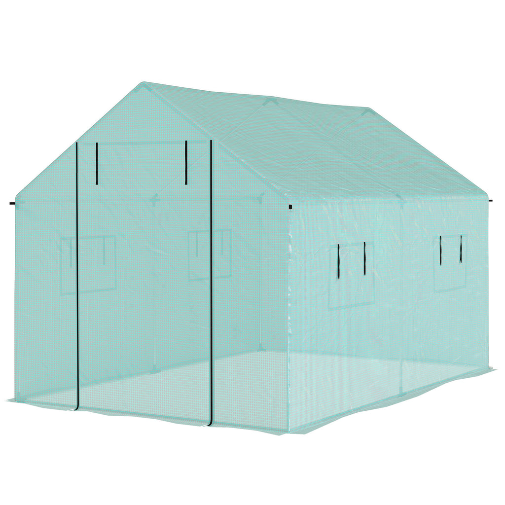 6.6' x 10' x 6.6' Walk-in Tunnel Greenhouse UV-resistant Wind Resistant Green House with Door and Mesh Windows, Green