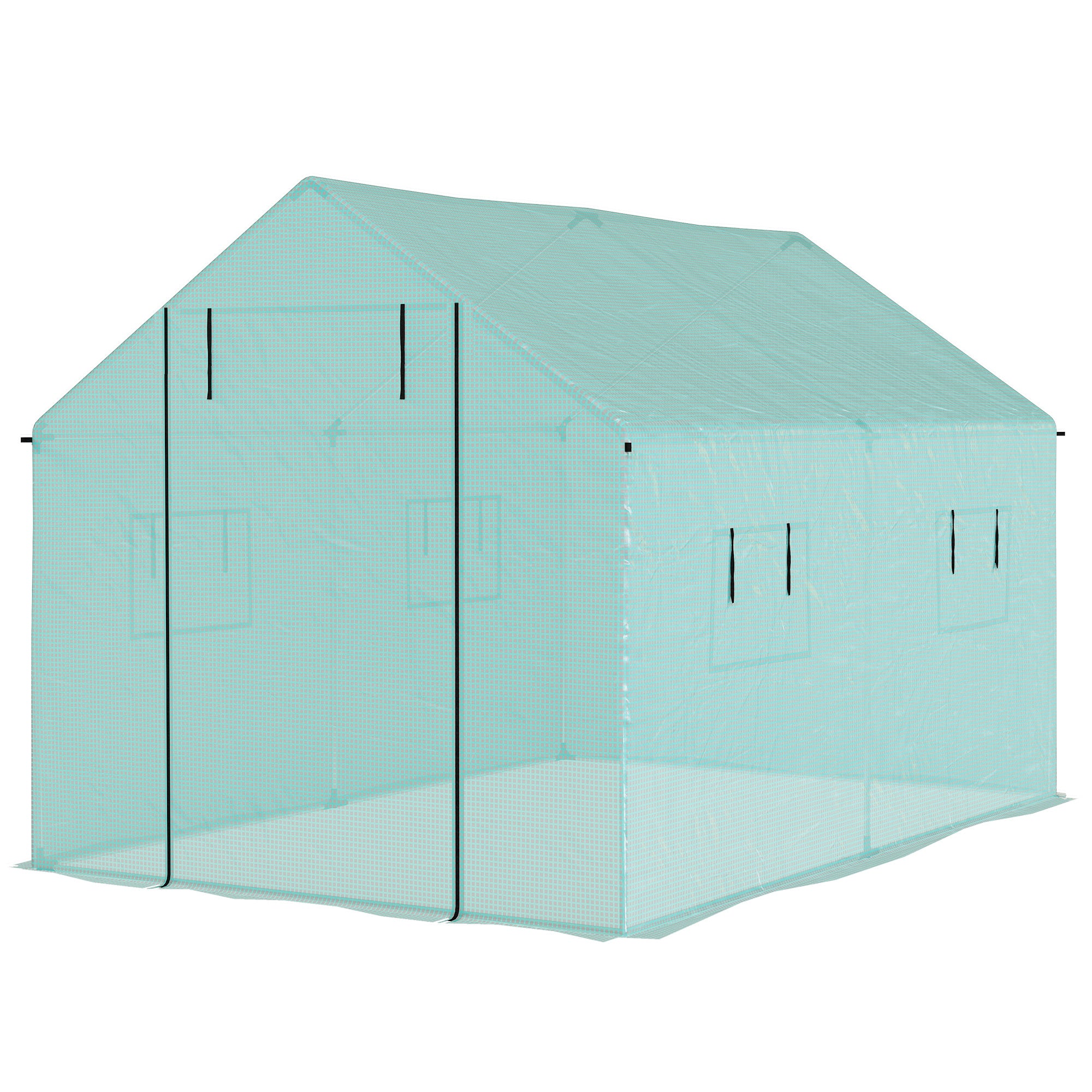 6.6' x 10' x 6.6' Walk-in Tunnel Greenhouse UV-resistant Wind Resistant Green House with Door and Mesh Windows, Green