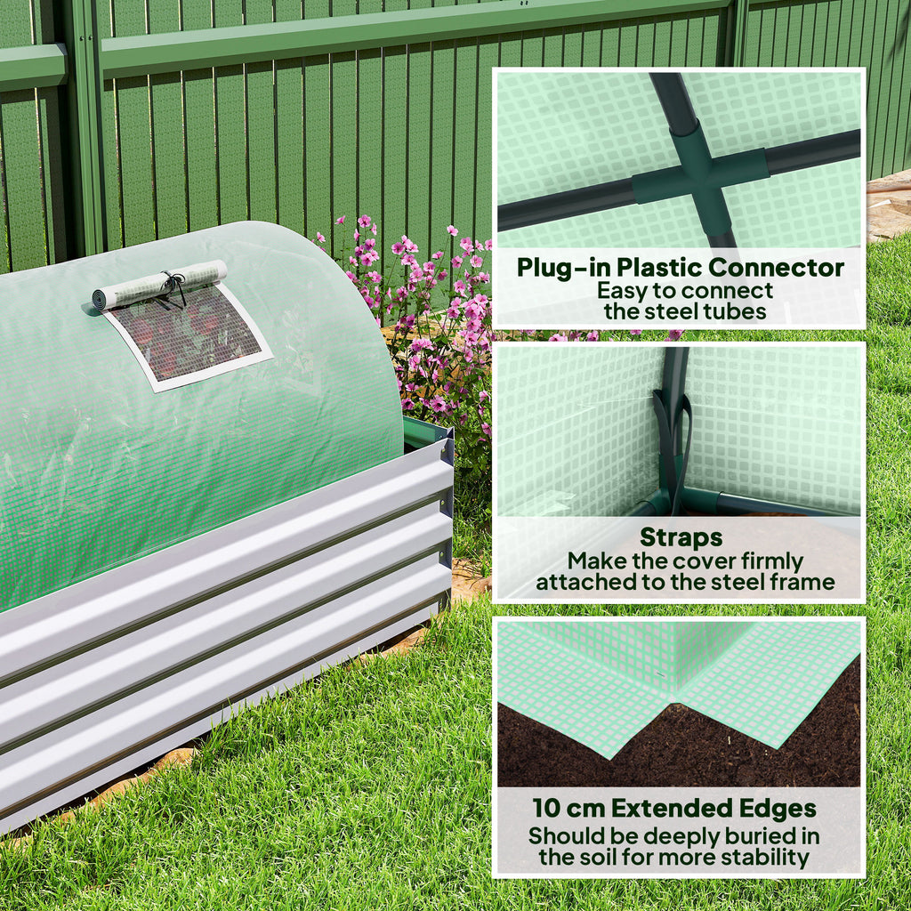 Portable Mini Greenhouse, Tunnel Growing Tent with 5 Mesh Windows and Steel Frame,10' x 3' x 2', Green