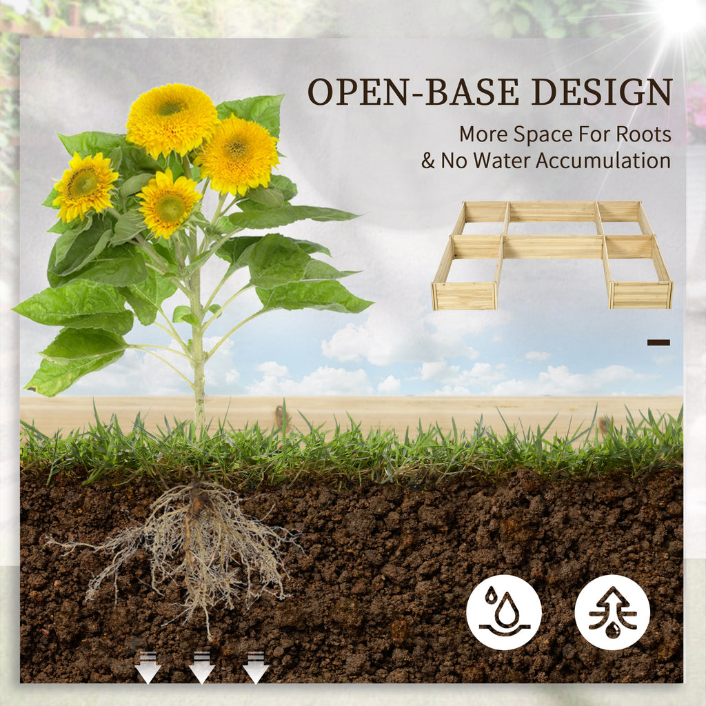 DIY 5-box Garden Planter with Open Bottom for Outdoor Plants, Vegetables, Flowers, Herbs, Natural Wood