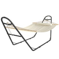 Hammock with Stand, Heavy Duty Camping Hammock with Detachable Pillow and Spreader Bar, 264 lbs Capacity, Cream White