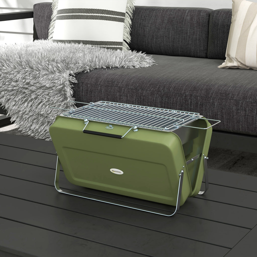 Metal Suitable-Style Portable BBQ Grill - Green