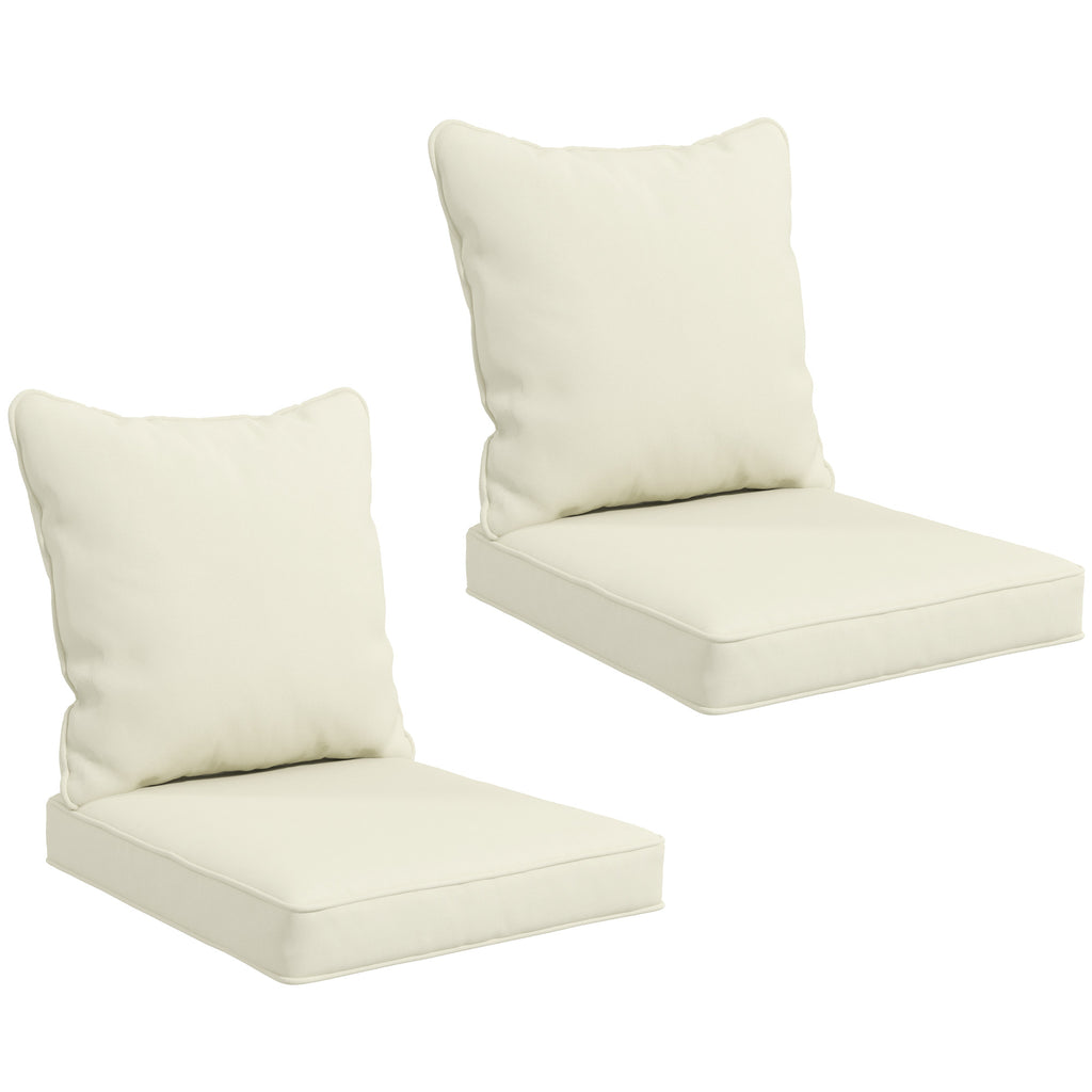 Seat Cushion Back Pillows Replacement Set of 2, Patio Chair Cushions Set for Indoor Outdoor, Cream White