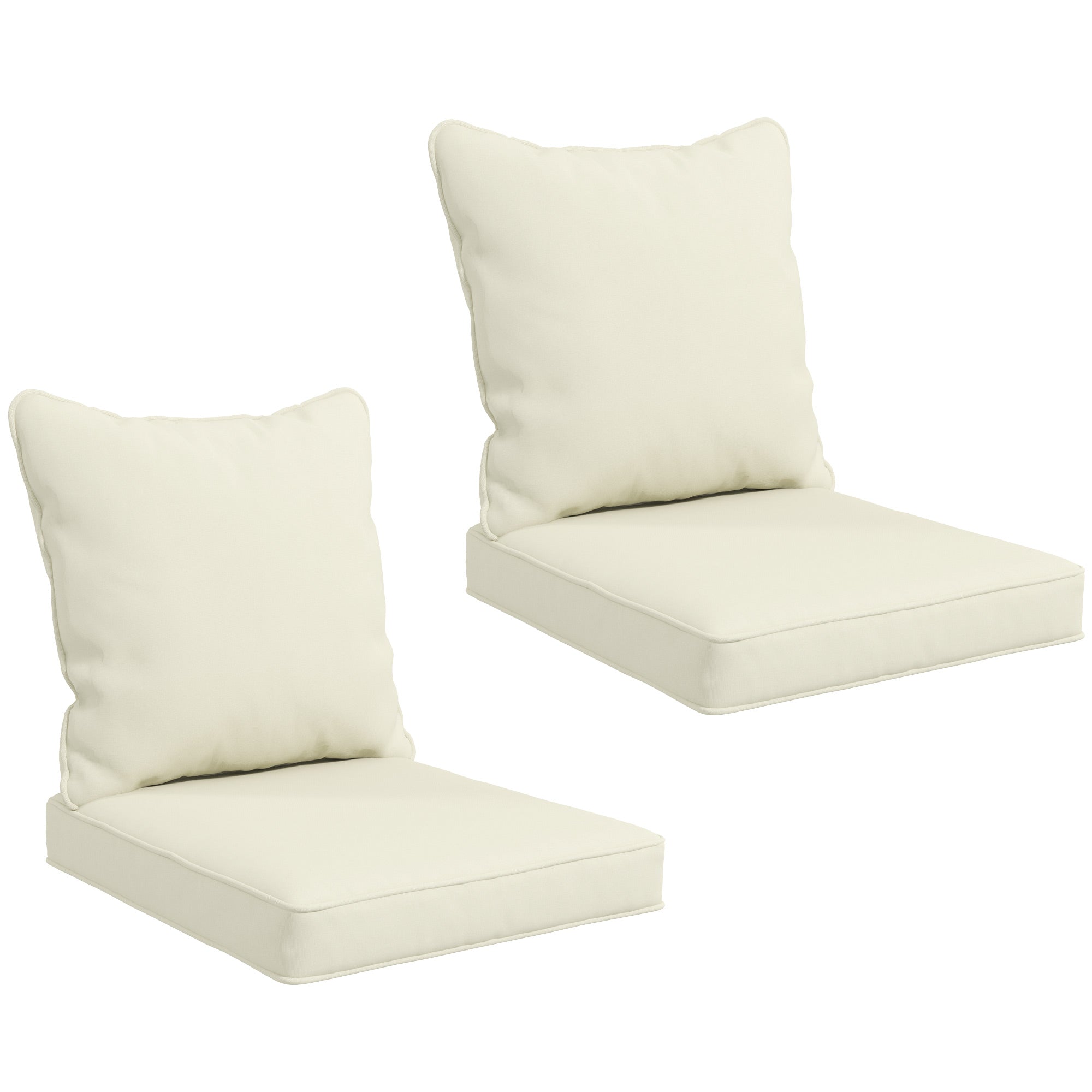 Seat Cushion Back Pillows Replacement Set of 2, Patio Chair Cushions Set for Indoor Outdoor, Cream White