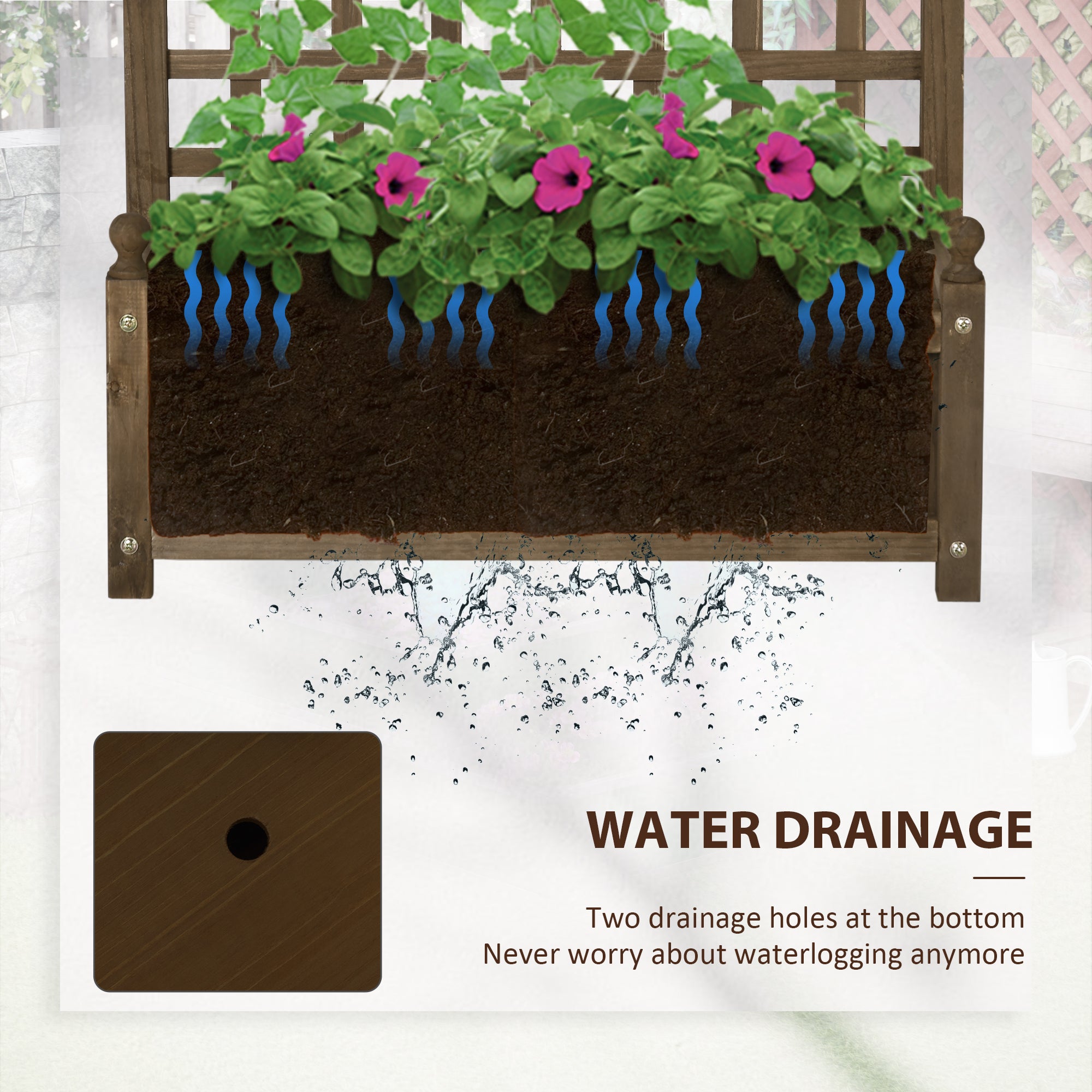 Garden Planter with Trellis for Climbing Vines, Wood Raised Garden Bed, Planter Box for Garden, Indoor Outdoor, Coffee