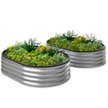 2Pcs Galvanized Raised Garden Bed, 4 x 3 x 1 ft Modular Metal Garden Beds with Rubber Strip Edging, Silver