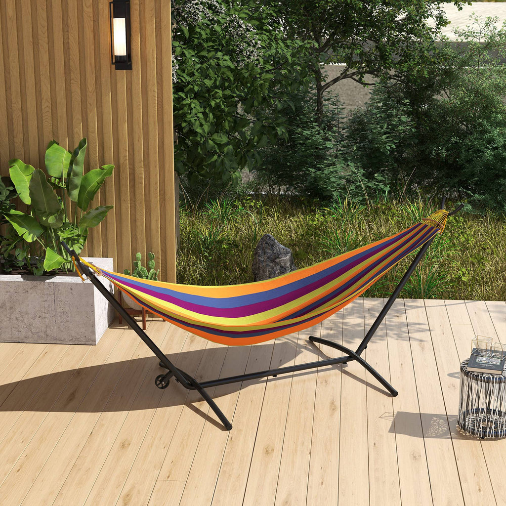 9.5ft Hammock Stand Only, Portable Hammock with Wheels, Adjustable Hammock Net Stand, for String-style, Brazilian-style, Flat-style, Rope-style Hammocks, Black