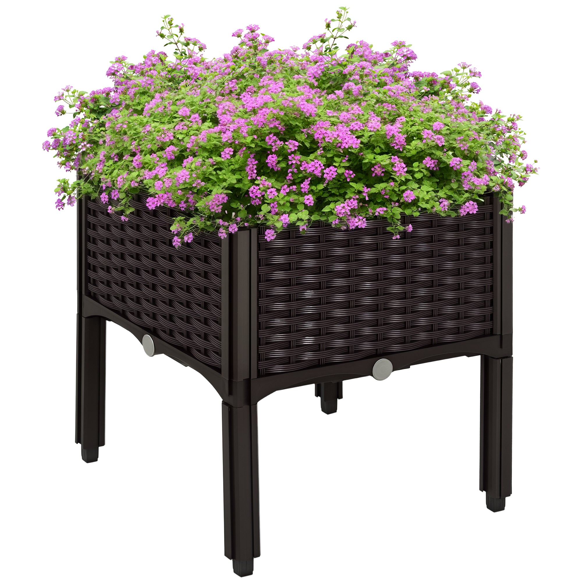 1 Piece Raised Garden Bed PP Raised Flower Bed Vegetable Herb Grow Box Stand Brown