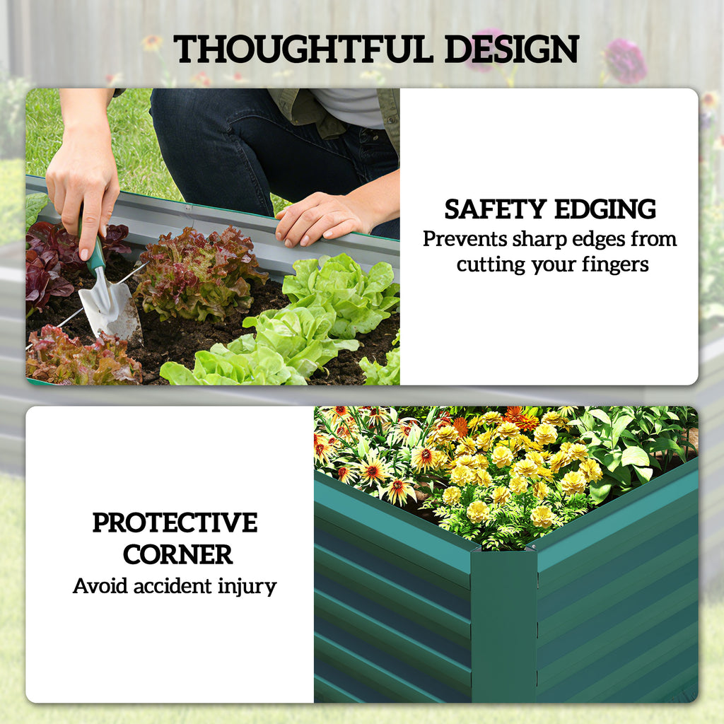 6' x 3' x 2' Raised Garden Bed, Galvanized Planter Box for Growing Flowers, Herbs and Vegetables, Dark Green