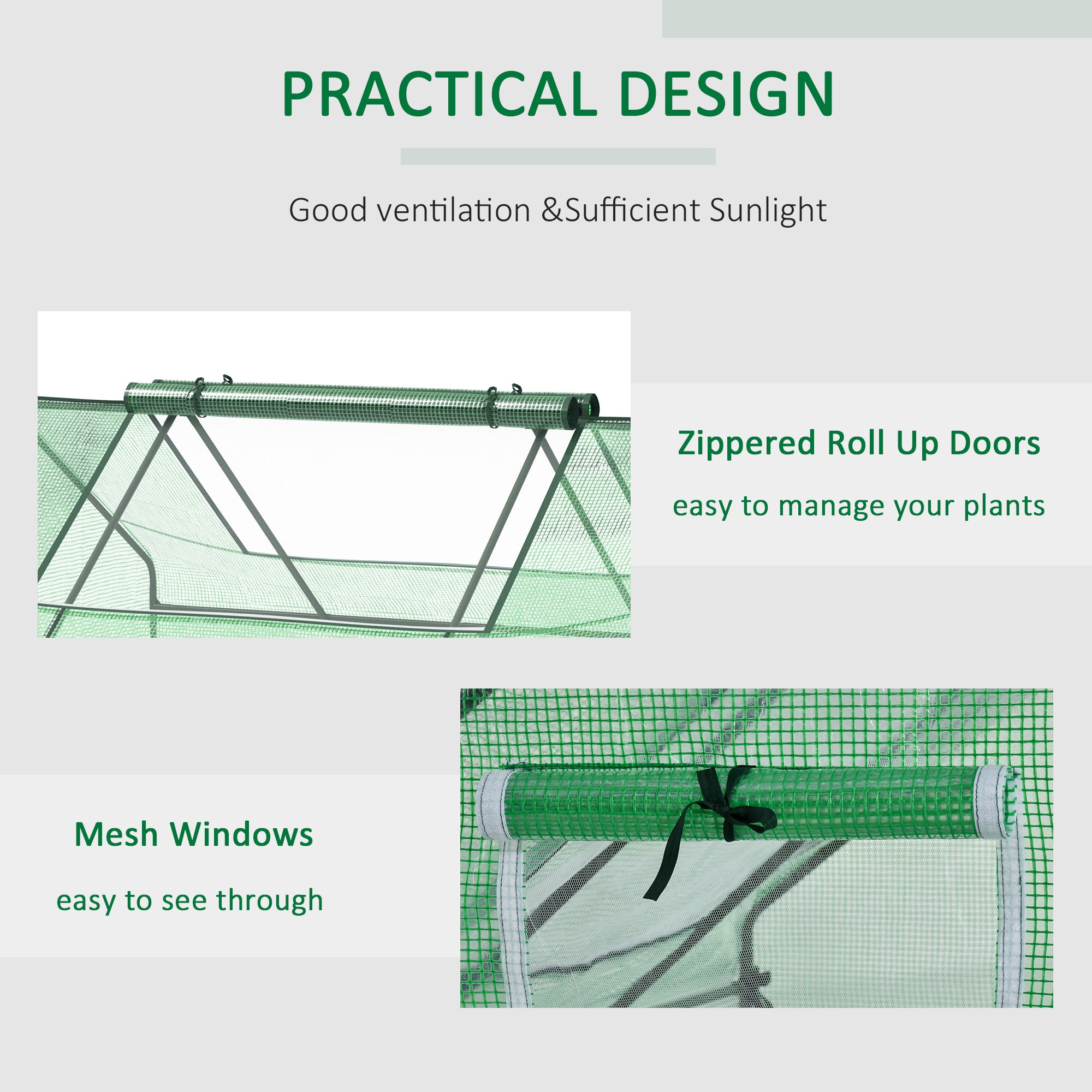 71" x 55" x 32" Mini Greenhouse Portable Hot House for Plants with 2 Large Windows and Ground Nails for Outdoor, Indoor, Garden, Gardening Kit, Green
