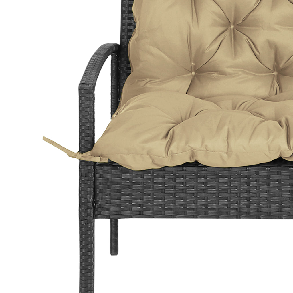 2-Seater Garden Bench Cushion Swing Chair Mat Replacement with Backrest, for Indoor and Outdoor, 39.4"x38.6", Khaki