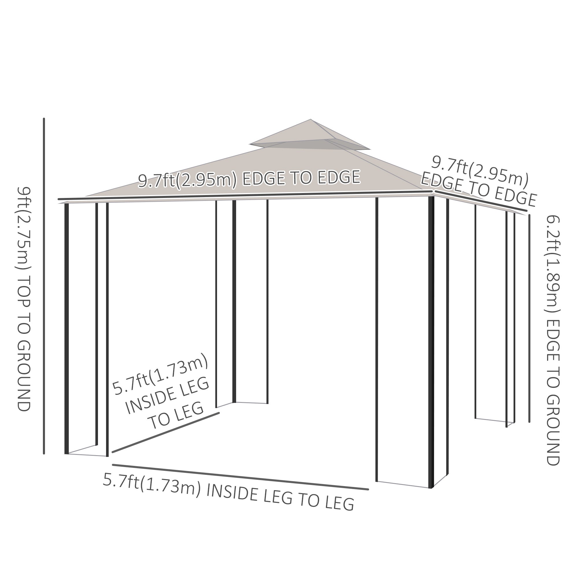 10'x10' Patio Gazebo, Outdoor Garden Canopy for Events Party Backyard with Mosquito Netting
