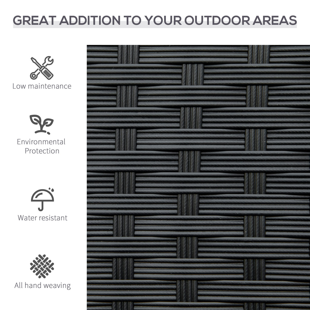 Rattan Wicker Loveseat Garden Bench Hand Woven Portable Backyard Black