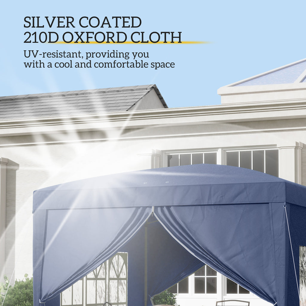 10'x10' Outdoor Pop Up Party Tent Wedding Gazebo Canopy with Carrying Bag (Blue)