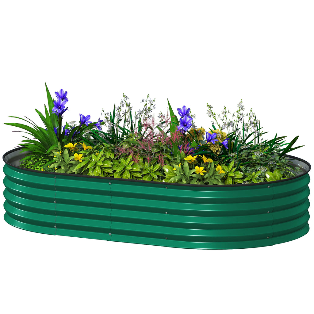 5' x 3' x 1' Large Outdoor Planter Box, Galvanized Raised Garden Bed with Metal Plant Stake, Green